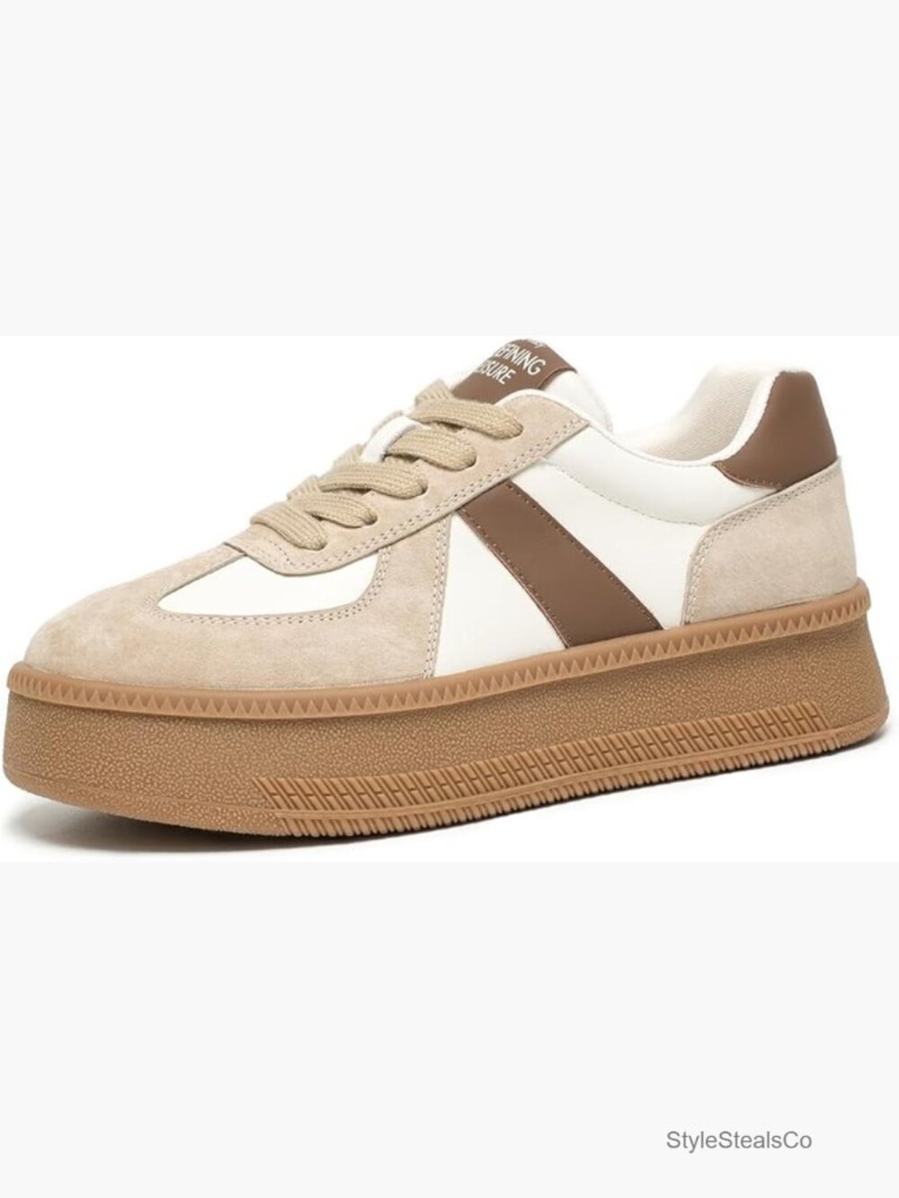 Womens Platform Retro Sneakers Fashion Casual Suede Leather Lace Up Walking
